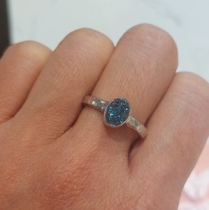 STERLING SILVER BLUE DRUZY RING SIZE 6